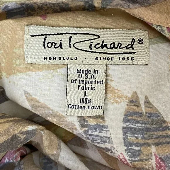 Vintage Tori Richard Cotton Tropical Print Short Sleeve Button Down Shirt - Picture 4 of 8
